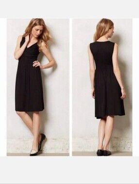 Anthropologie Girls From Savoy Classic Black Sleeveless Wrap-Style Dress Size M